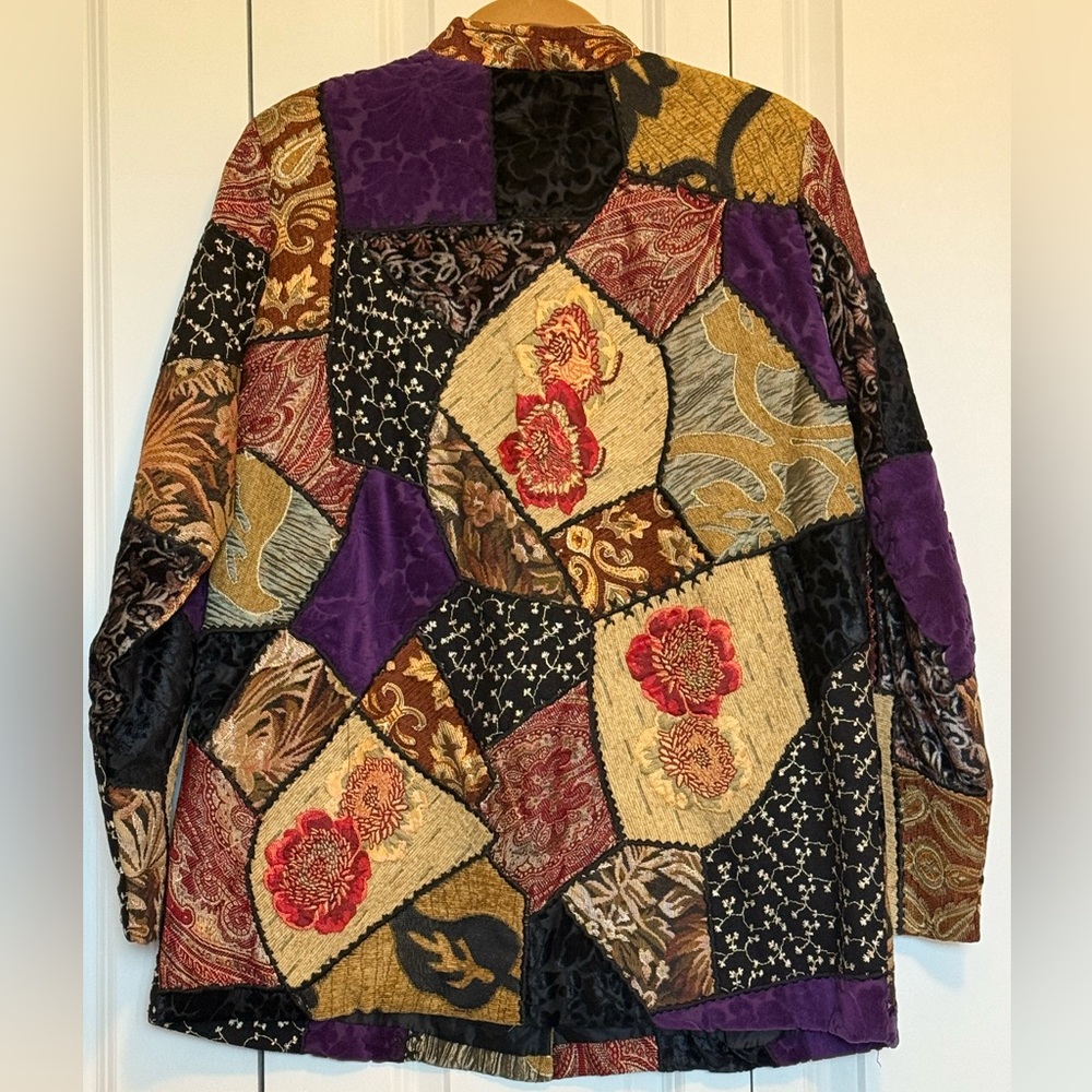 Vintage Indigo Moon Patchwork Blazer - - image 2
